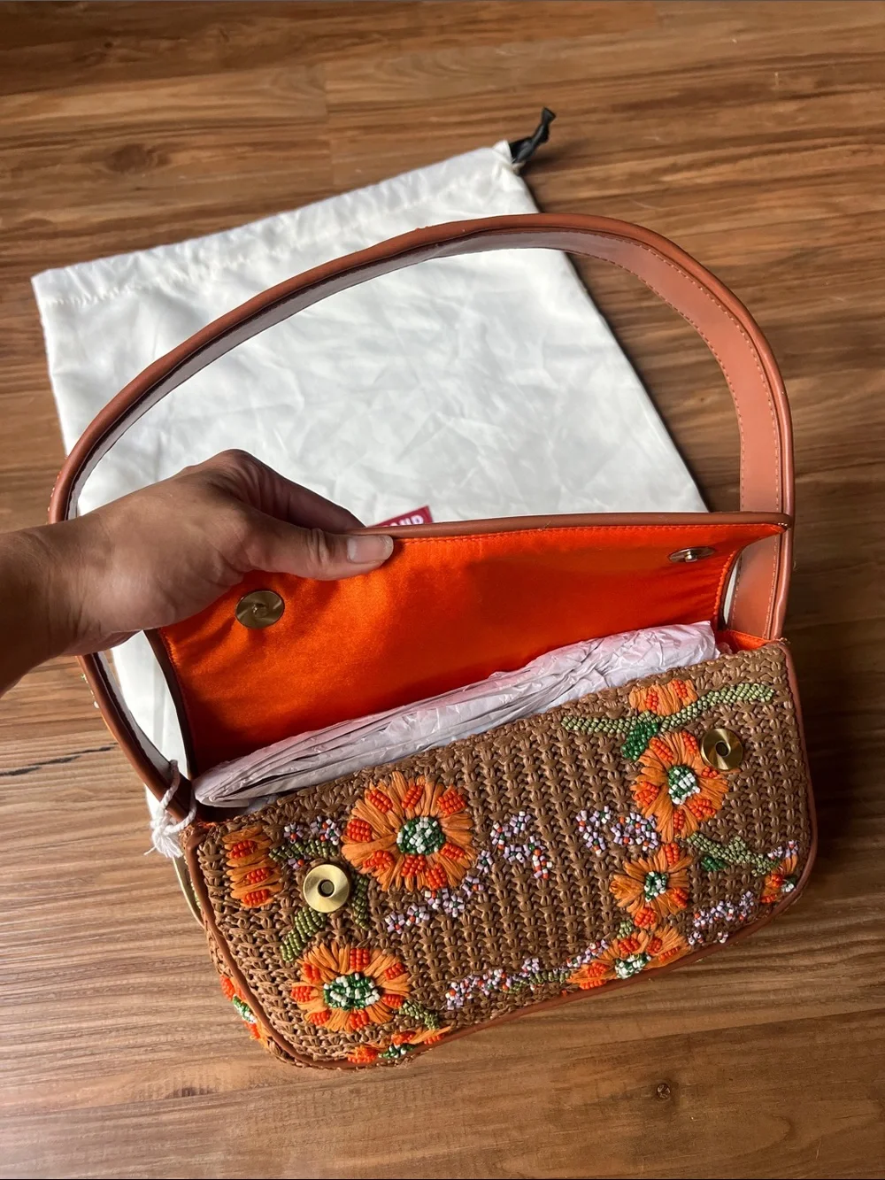 STAUD Tommy Beaded Bag Raffia - Picture 3 of 16